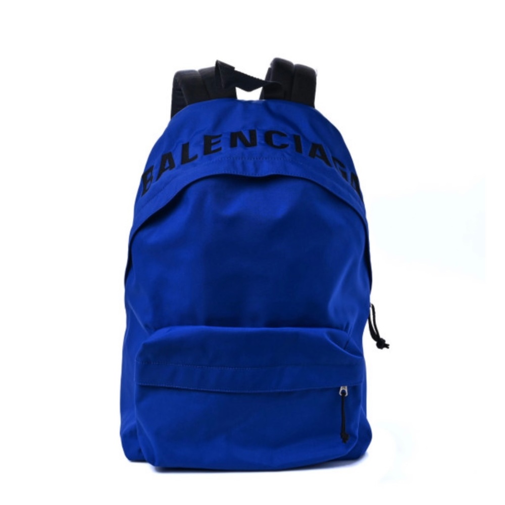 BALENCIAGA Nylon Wheel Logo Backpack in Blue